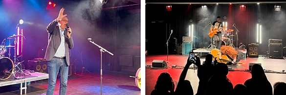 Bürgermeister Andreas Bovenschulte steht auf der Bühne und eröffnet das Plattbeatsfestival. Bürgermeister Andreas Bovenschulte steht auf der Bühne und eröffnet das Plattbeatsfestival.