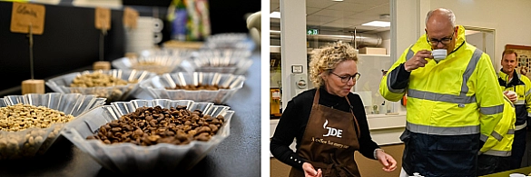 Rundgang durch das Kaffeewerk von JDE: Bürgermeister Andreas Bovenschulte und  die General Managerin von JDE Peets für die DACH-Region (Deutschland, Österreich, Schweiz), Uschi Wagener Rundgang durch das Kaffeewerk von JDE: Bürgermeister Andreas Bovenschulte und  die General Managerin von JDE Peets für die DACH-Region (Deutschland, Österreich, Schweiz), Uschi Wagener