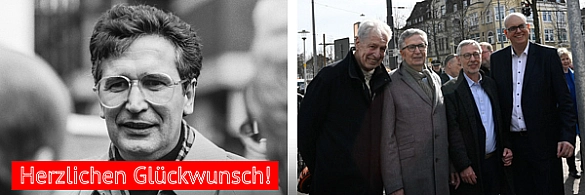 Portrait von Klaus Wedemeier - Gruppenfoto bei der Einweihung des Hans-Koschnik-Platzes Portrait von Klaus Wedemeier - Gruppenfoto bei der Einweihung des Hans-Koschnik-Platzes