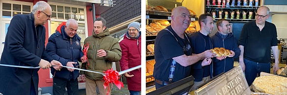 Bürgermeister Andreas Bovenschulte besucht Peer Ruchel und Sohn.