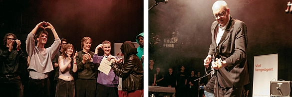 Bürgermeister Andreas Bovenschulte spielt E-Gitarre beim Bremer Schulrockfestival Bürgermeister Andreas Bovenschulte spielt E-Gitarre beim Bremer Schulrockfestival