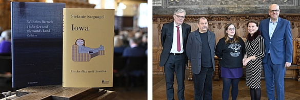 Bürgermeister Andreas Bovenschulte ehrt die Preisträgerin und den Preisträger. Bürgermeister Andreas Bovenschulte ehrt die Preisträgerin und den Preisträger.