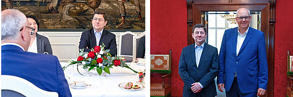 Bürgermeister Andreas Bovenschulte (rechts) begrüßte den neuen Direktor des Instituto Cervantes in Bremen, Ignacio Olmos.