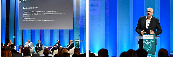 Bürgermeister Andreas Bovenschulte spricht anlässlich der Nationalen Meereskonferenz in Berlin. 