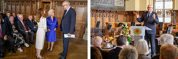 Bürgermeister Andreas Bovenschulte unterhält sich mit Ehrenbürgerin Barbara Grobien