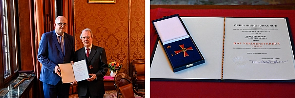 Bürgermeister Andreas Bovenschulte übergibt Prof. Dr. Alfred Rinken die Verleihungsurkunde. Bürgermeister Andreas Bovenschulte übergibt Prof. Dr. Alfred Rinken die Verleihungsurkunde.