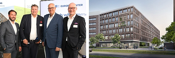 Bürgermeister Bovenschulte mit dem Vorstand der Europa-Center AG; Ansicht des Neubaus Europa-Center Wing.