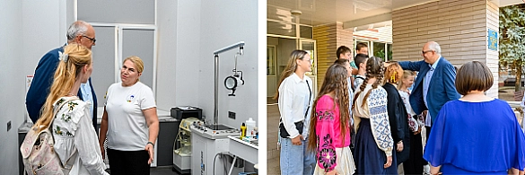 Bürgermeister Bovenschulte in der Kinderklinik in Odessa und beim Treffen mit Schülerinnen und Schülern, die kürzlich in Bremen waren.