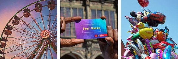Bilder vom Freimarkt und die FreiKarte vor dem Rathaus. Bilder vom Freimarkt und die FreiKarte vor dem Rathaus.