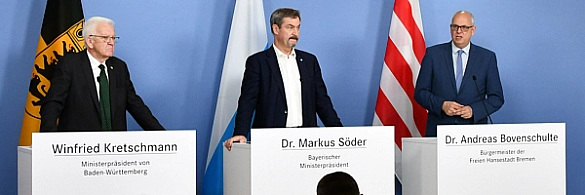 Bürgermeister Andreas Bovenschulte, Markus Söder und Winfried Kretschmann