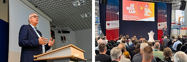 Bürgermeister Andreas Bovenschulte bei den Betriebsversammlungen.