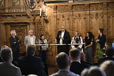 Podiumsdiskussion mit Prof. Dr. Günter Warsewa, Rainer Kammeyer, Dr. Karin Mathes, Dr. Andreas Bovenschulte, Helga Eule, Anna Udoh, Maren Beneke (v.l.n.r.).