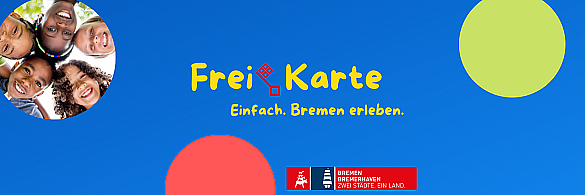 Freikarte Bremen - Werbeschrift auf blauem Grund
