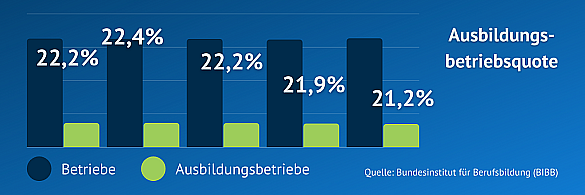 Grafische Darstellung der Ausbildungsbetriebsquote durch ein Balkendiagramm