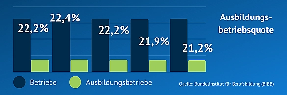 Grafische Darstellung der Ausbildungsbetriebsquote durch ein Balkendiagramm Grafische Darstellung der Ausbildungsbetriebsquote durch ein Balkendiagramm