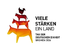 Das Logo mit Motto zum Tag der Deutschen Einheit 2026 in Bremen: Viele Stärken ein Land.
